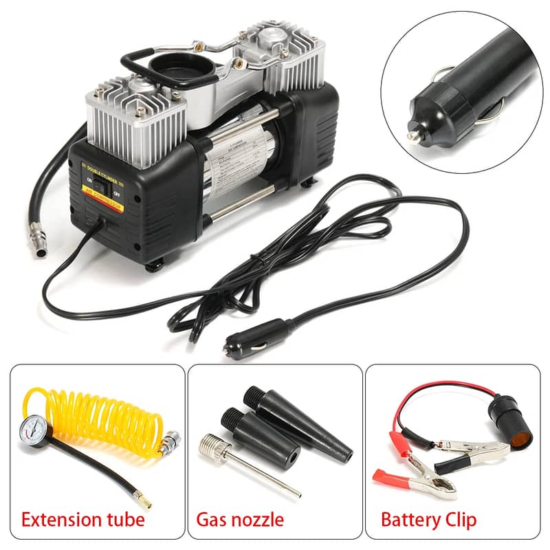 150PSI 12V Car Air Compressor 4WD Tire Inflator Pump Dual Cylinder 3