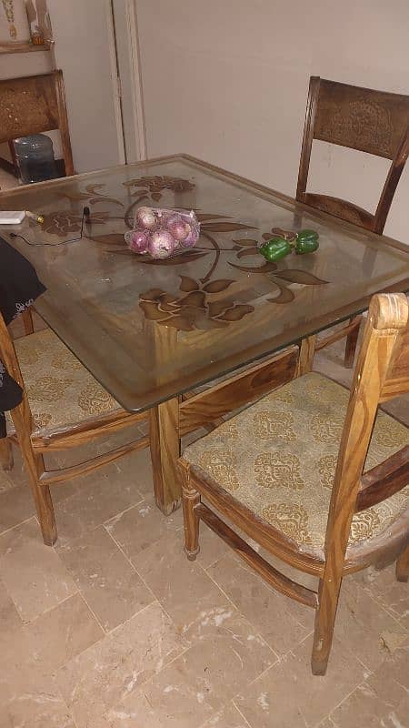 4 seater sheesham wood dining table 0