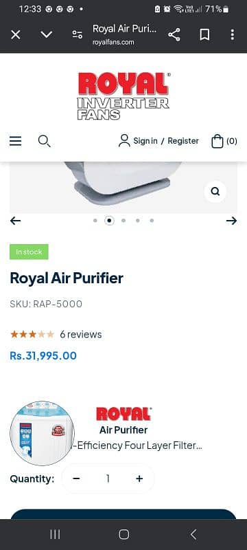 Royal Air purifier box pack 0