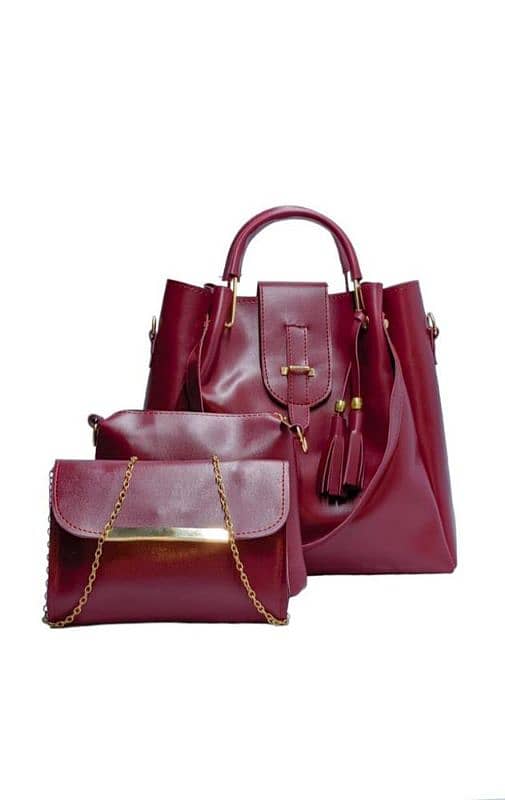 Women's PU leather plain shoulder bag 1