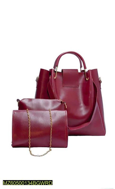 Women's PU leather plain shoulder bag 2