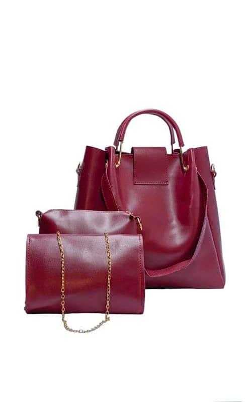 Women's PU leather plain shoulder bag 3