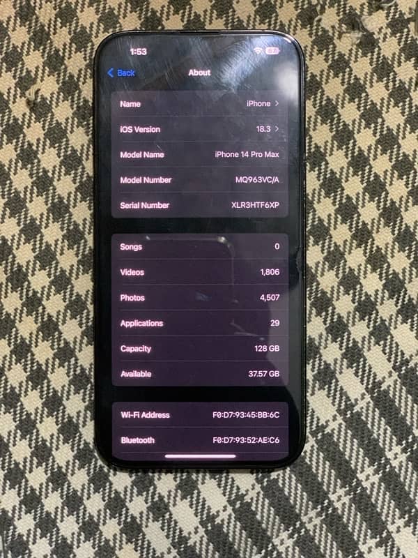 iPhone 14 Pro Max factory unlock 128 Gb storage 99% battery health 6