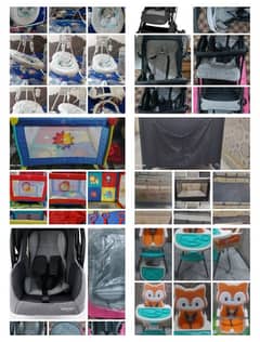 pram,palypen, electric&door swing,carycot,highchair,playgym, sterilizr