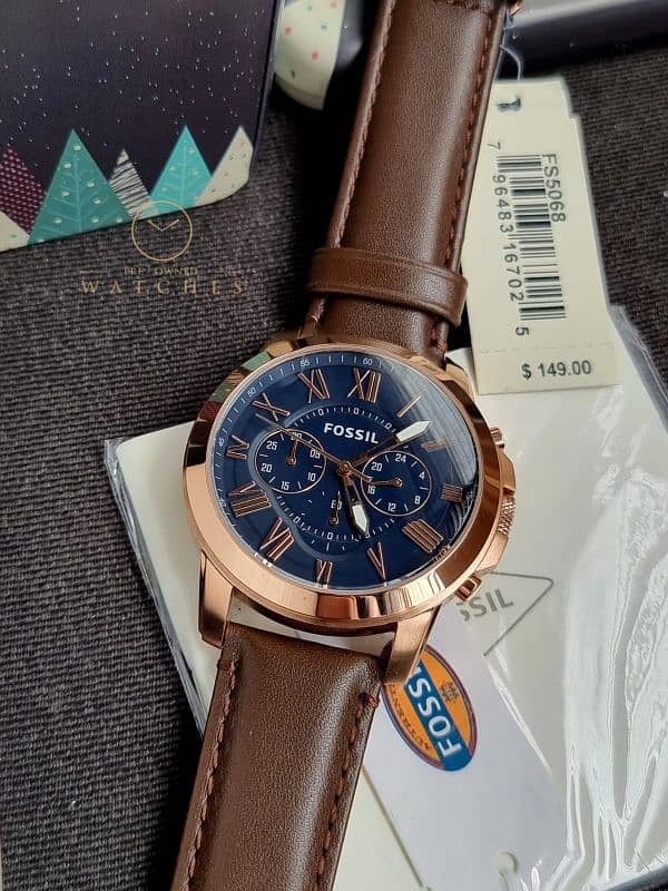 Fossil Grant Chronograph Brown Leather Watch FS5068 1