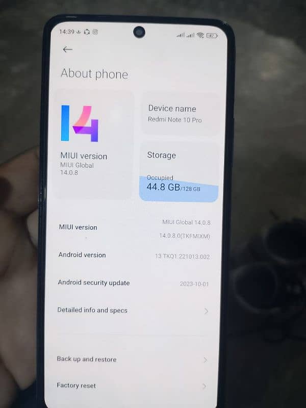 redmi note 10 pro 12 ram 128 GB PTA Appovibe 7