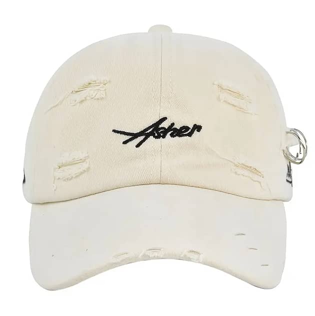 Vintage-Inspired "ASHTER" Embroidered Baseball Cap - Distressed Washed 2