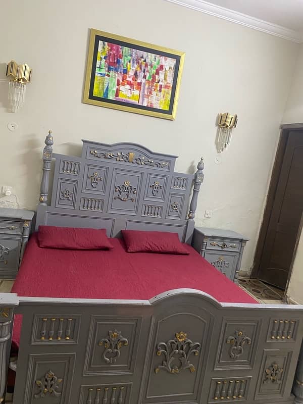 Pure wooden antique bed set 1