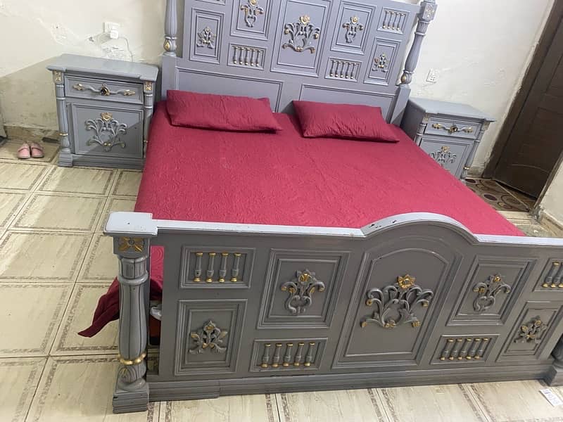 Pure wooden antique bed set 2