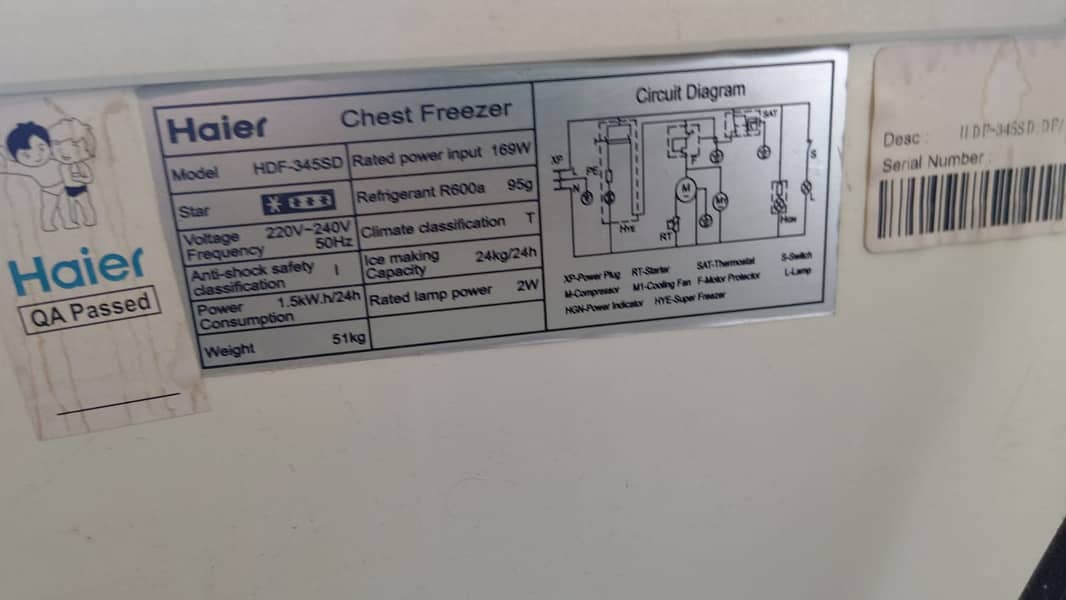 Haier freezer HDF-345SD 3