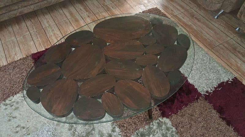 Center Table // Wooden Center Table Top Glass // Center Table For sale 2