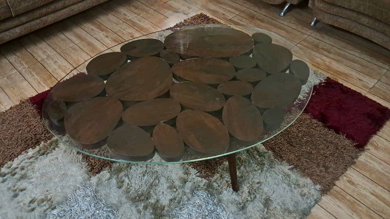 Center Table // Wooden Center Table Top Glass // Center Table For sale 3