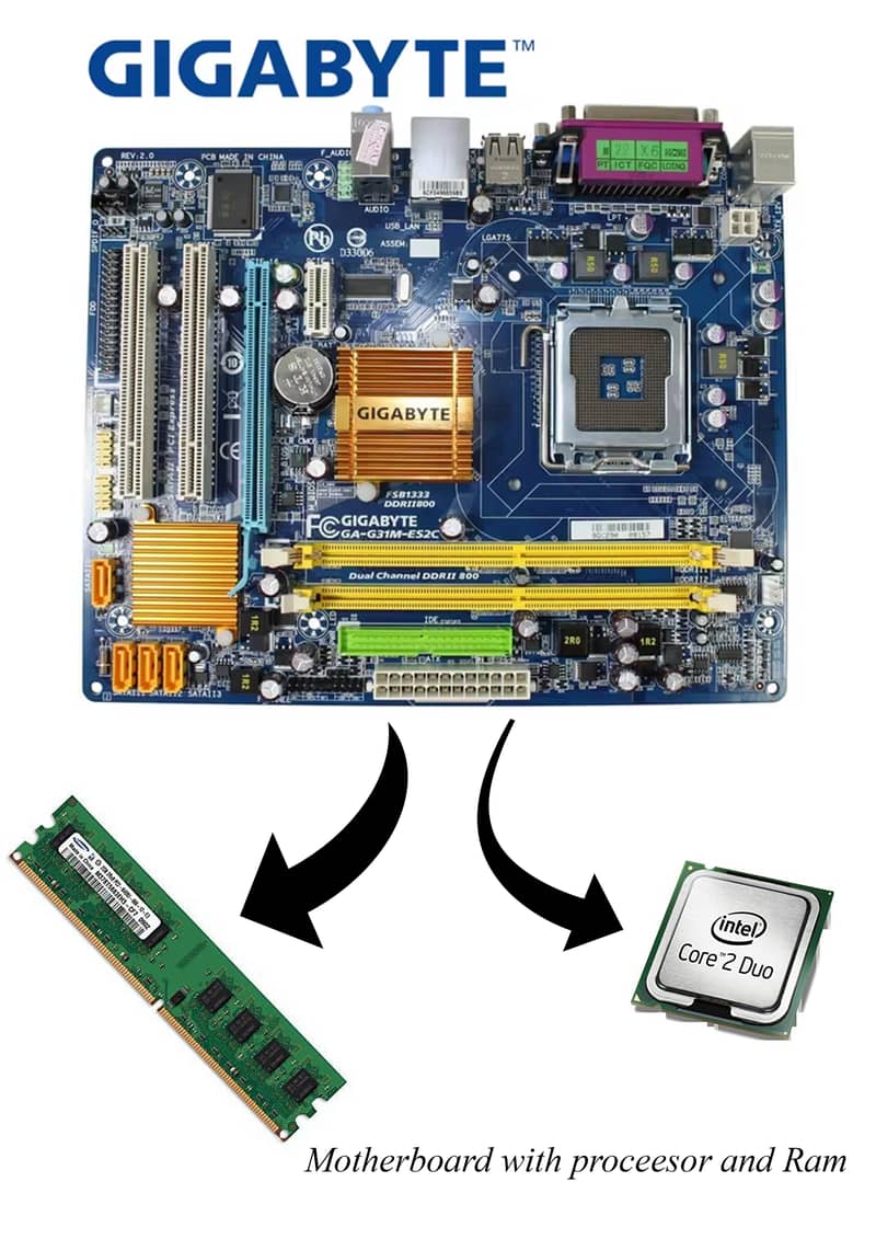 GIGABYTE GA-G31M-ES2C Desktop Motherboard G31 with Core 2 duo and 2 GB 0