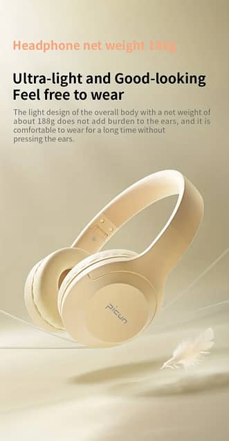 Picun Wireless Headphones, HD Stereo Sound, with Built-in Microphones 4