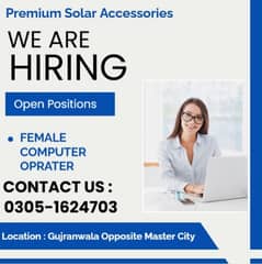 We required Female in office for computer Work