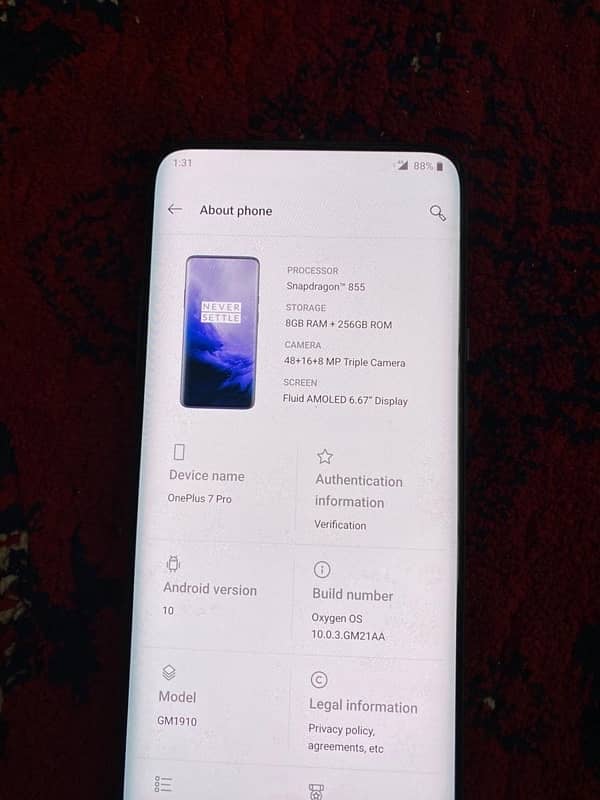 Oneplus 7 pro 8 256 pta official approve 0