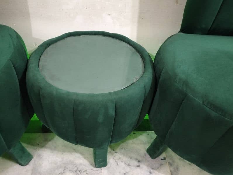 2 pieces velvet sofa, with table 3