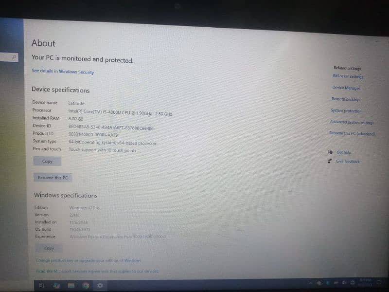 Dell Latitude i5 4 gen Touch screen 16