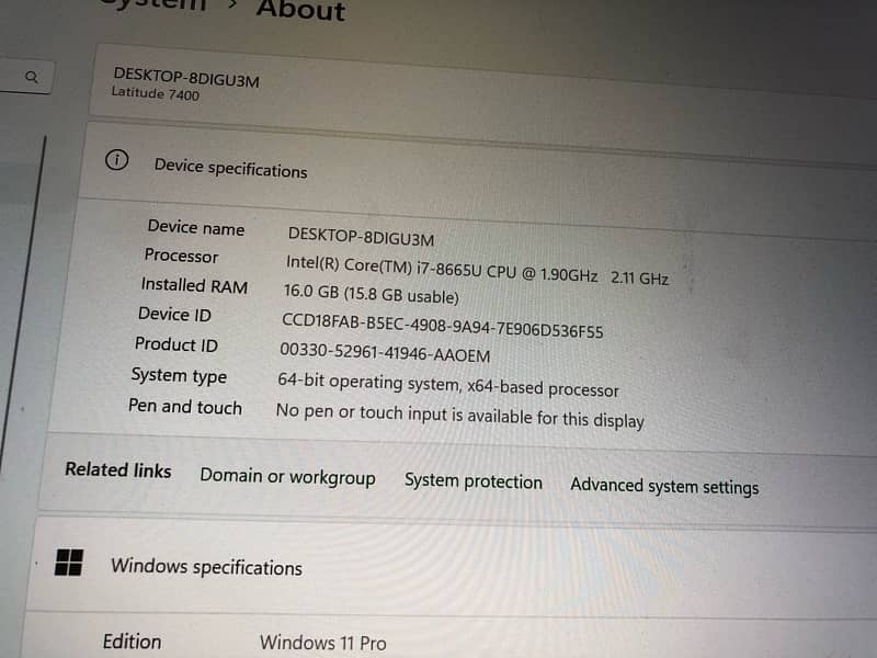 Dell Latitude 7400 i7 8th Gen 9