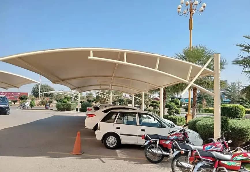 Wall Mounted Shades , PVC Shades | Car Parking Structure , Pole Shade 11