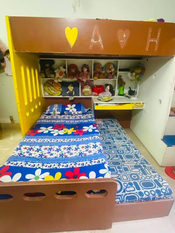 Kids Bunk Bed with Multiple Study table,Wardrobe,and Drawer. 1