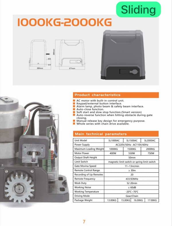 Sliding Gate Motor 1000kg / 1500kg /2000kg Copper Winding Gear 4