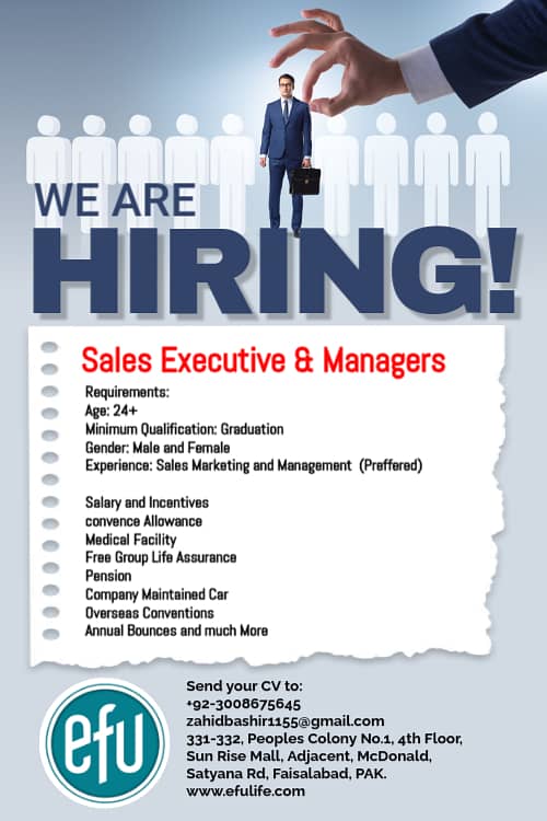 Urgent Hiring-Sales Executive and Managers 1