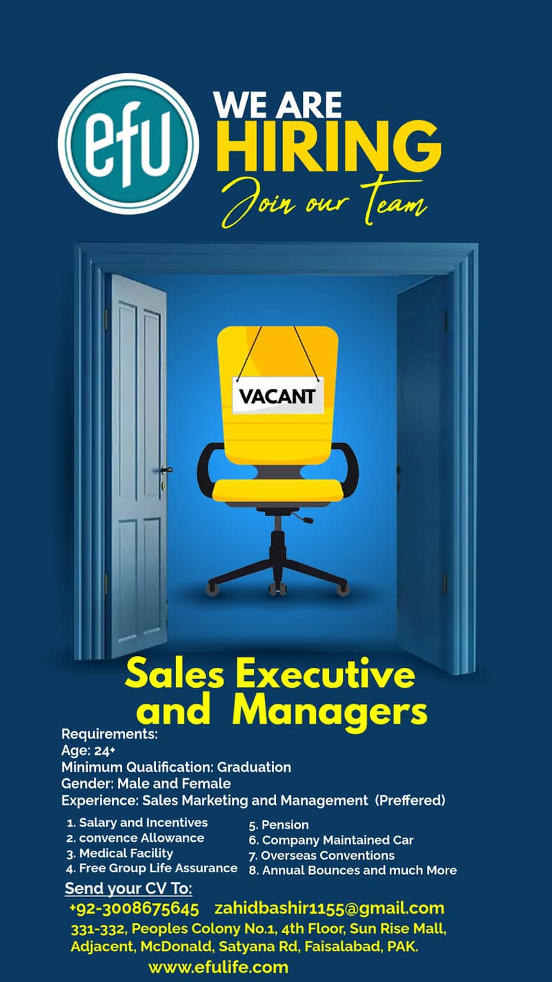 Urgent Hiring-Sales Executive and Managers 2