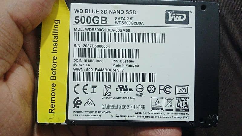 WD blue SSD hard 500 gb 1