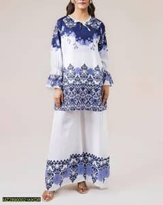 women's stitched printed shirt and trousers