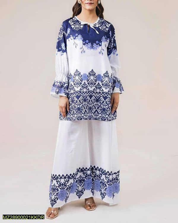 women's stitched printed shirt and trousers 0