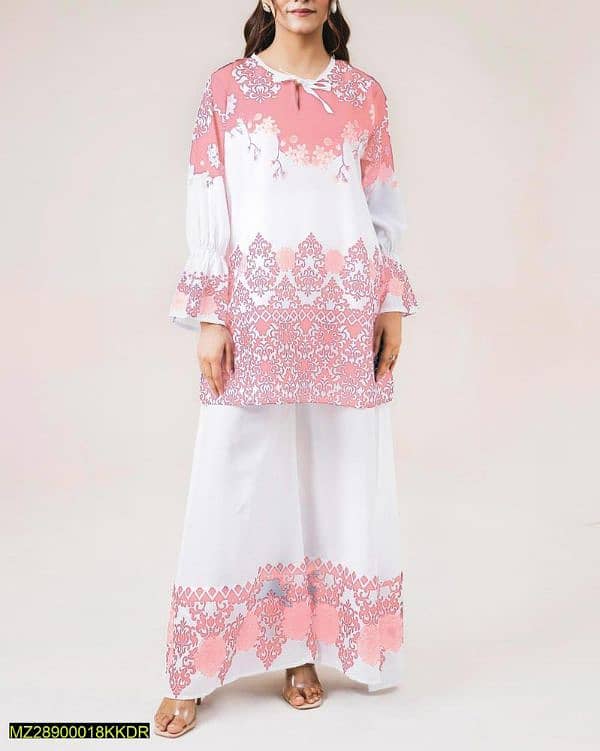 women's stitched printed shirt and trousers 2