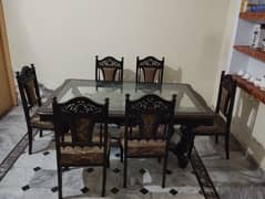 Original Quality Chinioti Wood and Glass Dining Table