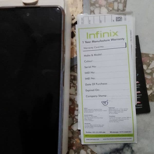 Note 10 Infinix complete box with wereenty card 3