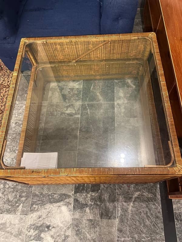 Solid double Cane Table Size 3x3 2