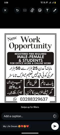 Male,female and students Online work available