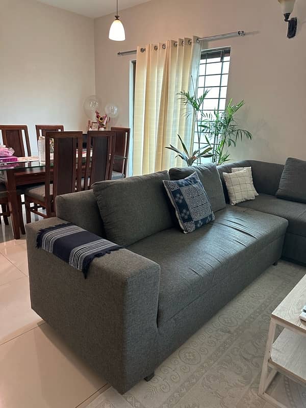 Grey 6 seater L shaped sofa 2