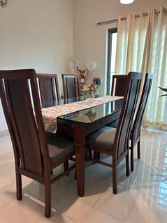 Wooden Dining Table with 6 Chairs