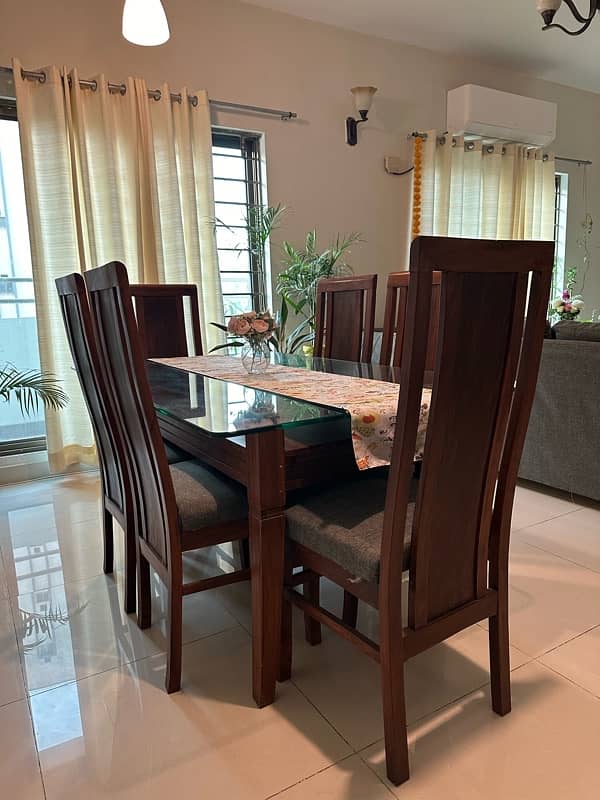 Wooden Dining Table with 6 Chairs 1