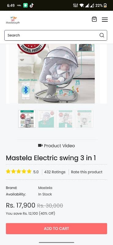 Mastela 3 in 1 baby swing multi speed, blutooth 9