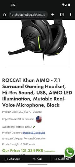 Roccat khan aimo 7.1 surround sound headphones