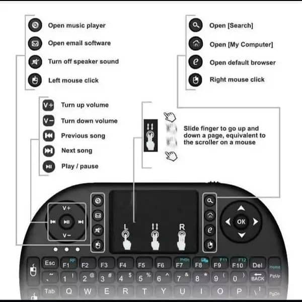 I8 Mini Wireless Keyboard Air Mouse Touchpad For Laptop Computer TVBox 12