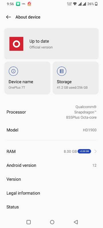 OnePlus 7t 8/256 dual Sim pta approved no exchange 2