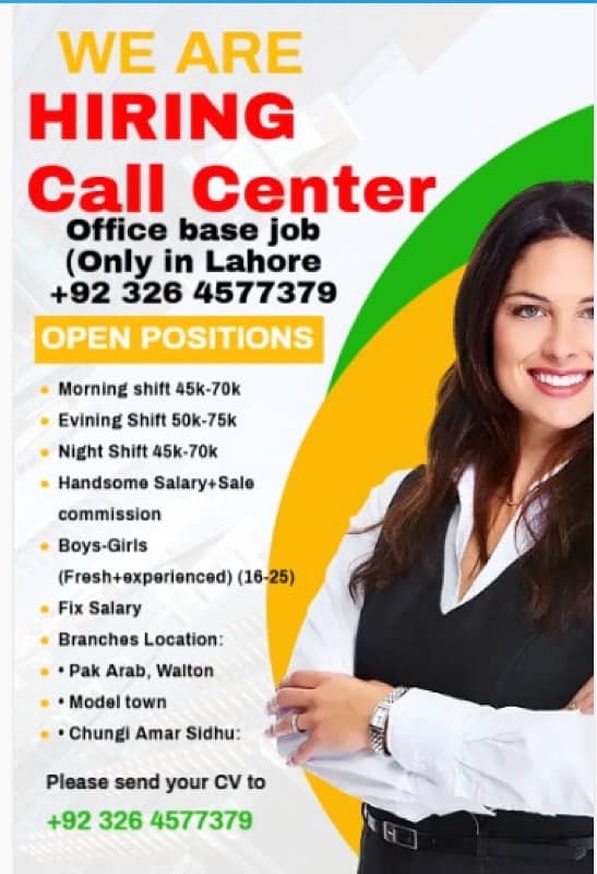 Call center job Male/Female 03264577379 0