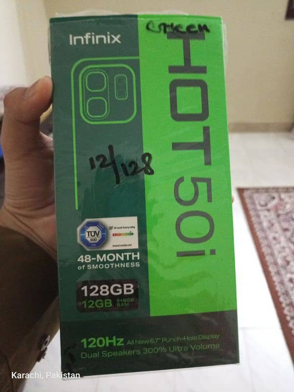 infinix hot 50i warranty box ke 12/128gb green 1