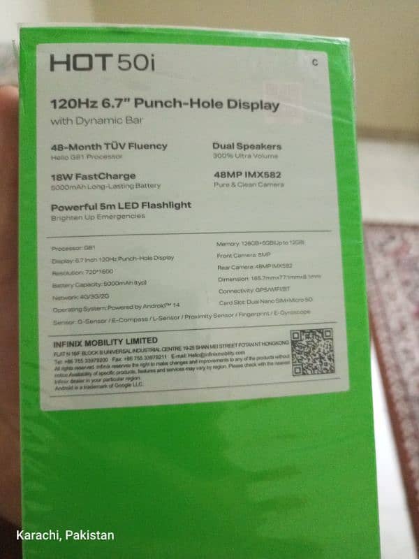 infinix hot 50i warranty box ke 12/128gb green 2