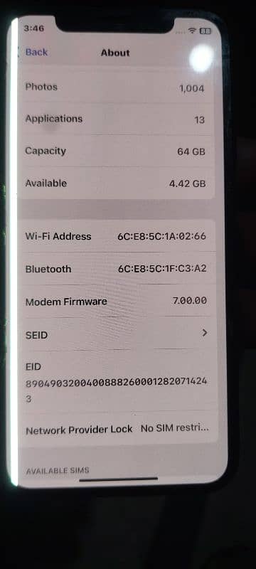 iPhone xs 64. .  10/9. face ID and q to no okay 8