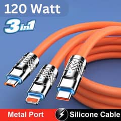 3 in 1 Super Fast Charging Cable 120 Watt