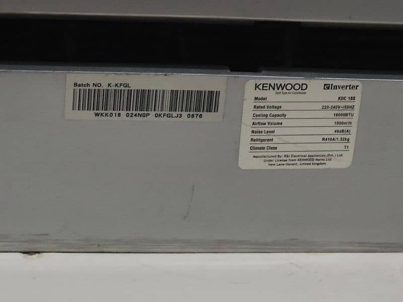 Kenwood KDC 18S is a 1.5-ton inverter AC 1