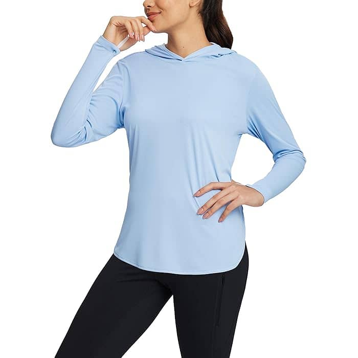 Women'S Sun Protection Hoodie - 100% Polyester Knit Fabric, UV Protect 3